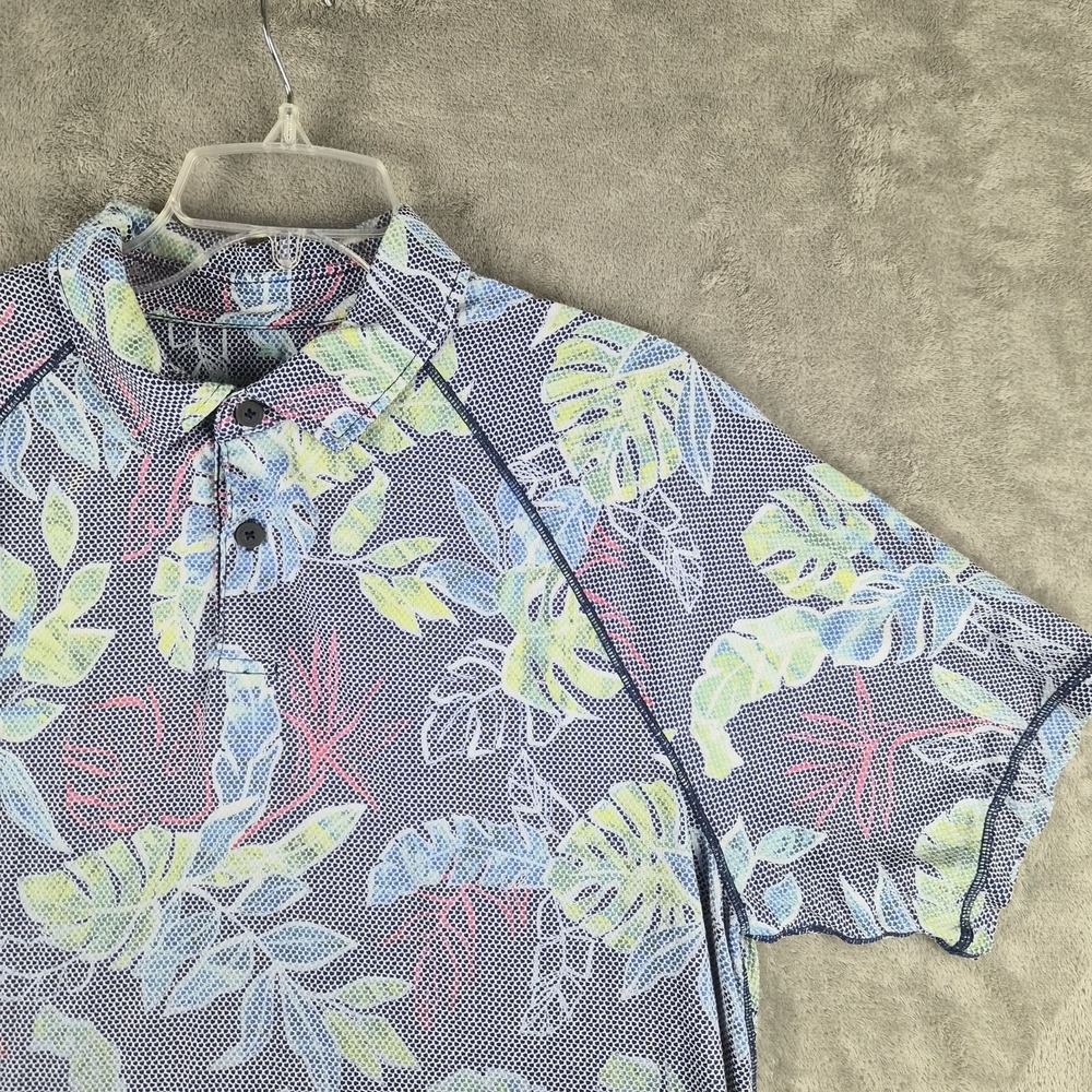 Tommy Bahama Island Zone Polo Shirt Large Blue Tropical Boardwalk Fade UPF50